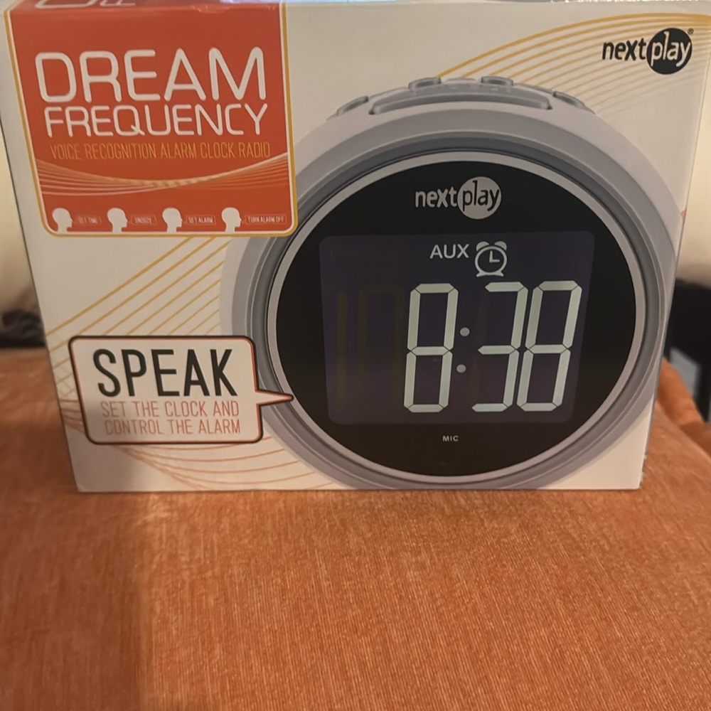 Newton White and Orange Portable Radio with Digital Display